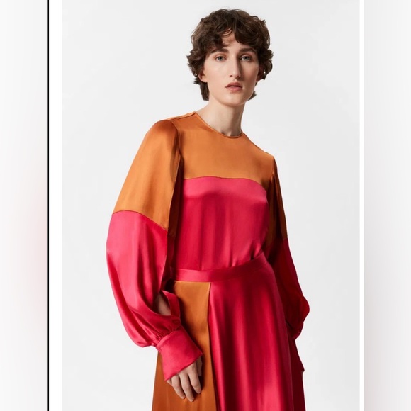 & Other Stories Pink and Orange Satin Blouse NWOT - Picture 2 of 4